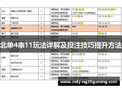 北单4串11玩法详解及投注技巧提升方法 北单4串11玩法详解及投注技巧提升方法
